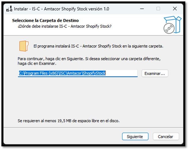 Pantalla de instalación 1